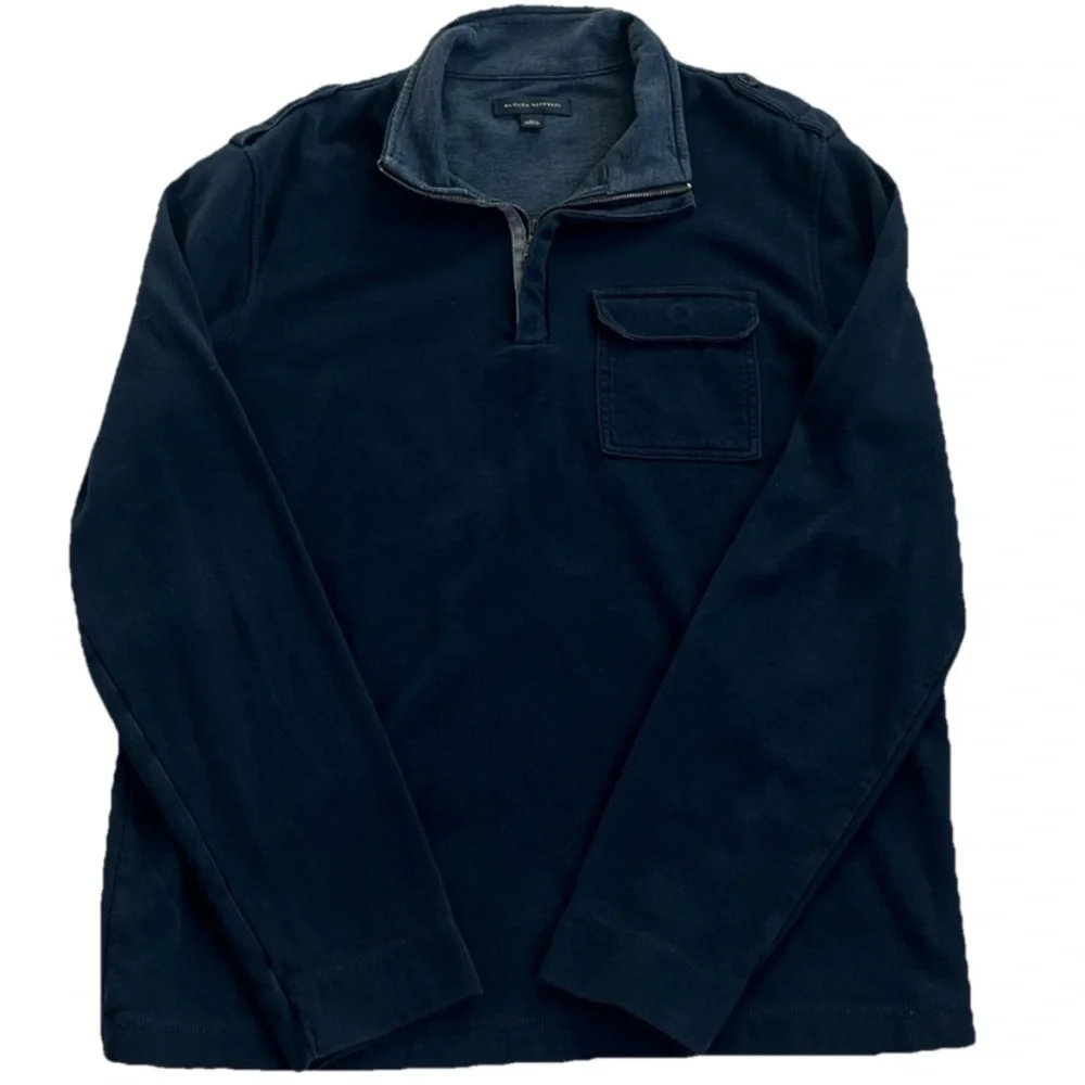 Banana Republic Men’s 1/4 Zip Collared Long Sleeve Blue Pullover Sweatshirt L